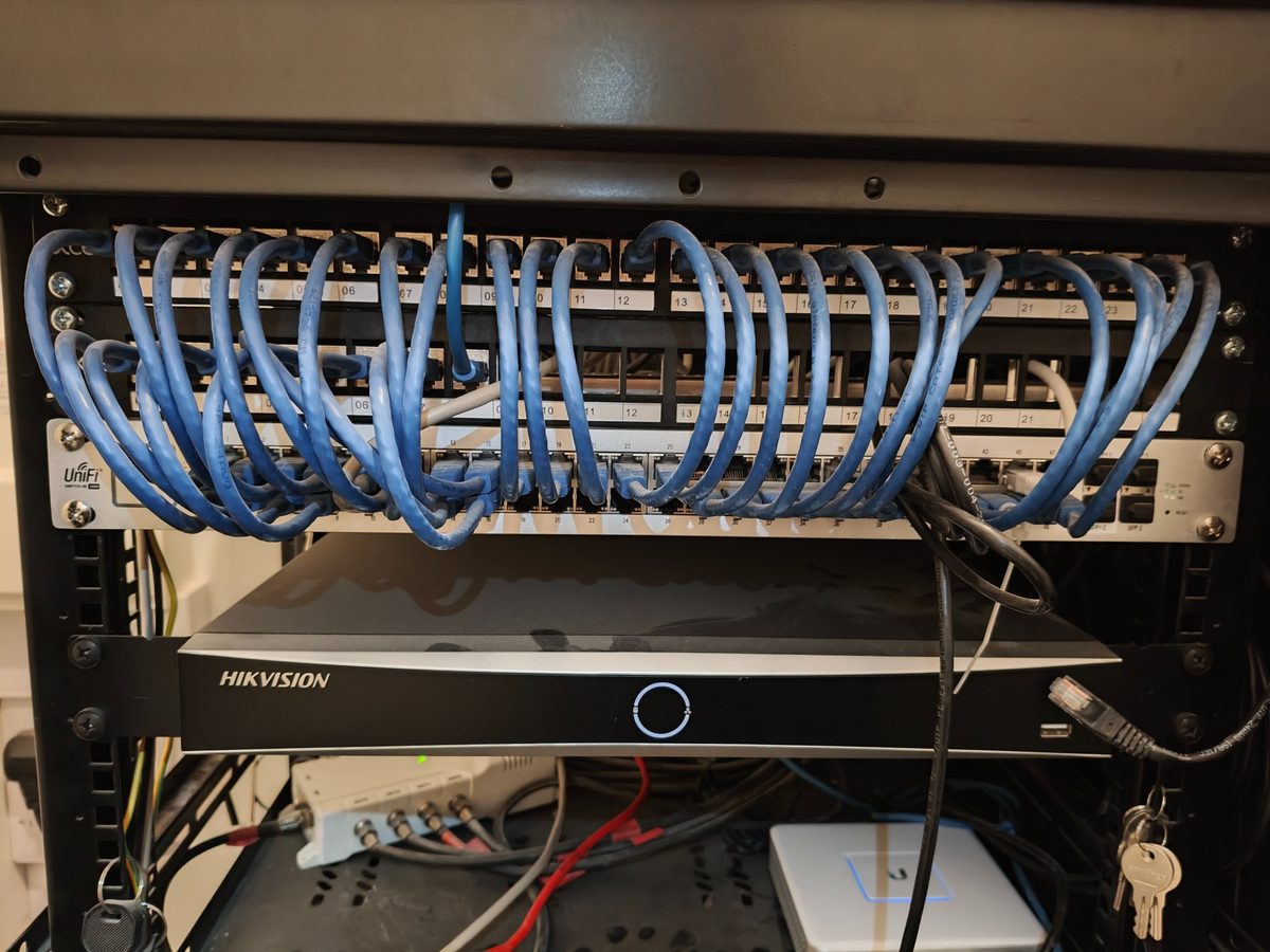 Network and CCTV equipment installed in a communications cabinet