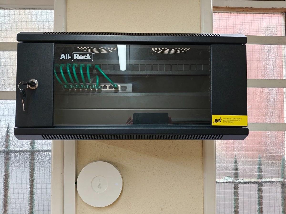 Network cabinet and wireless access point installation